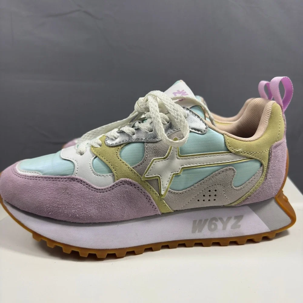 W6YZ Jet-M Sneakers Womens 7 Multi Pastel Suede Retro Running Shoes Wizz